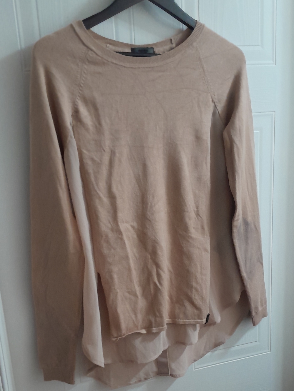 RUDSAK Taupe Knit Sweatshirt with Chiffon Layer